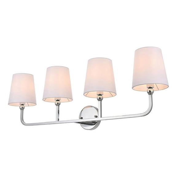 Living District Colson 4-Light Metal & Fabric Bath Sconce in Chrome/White