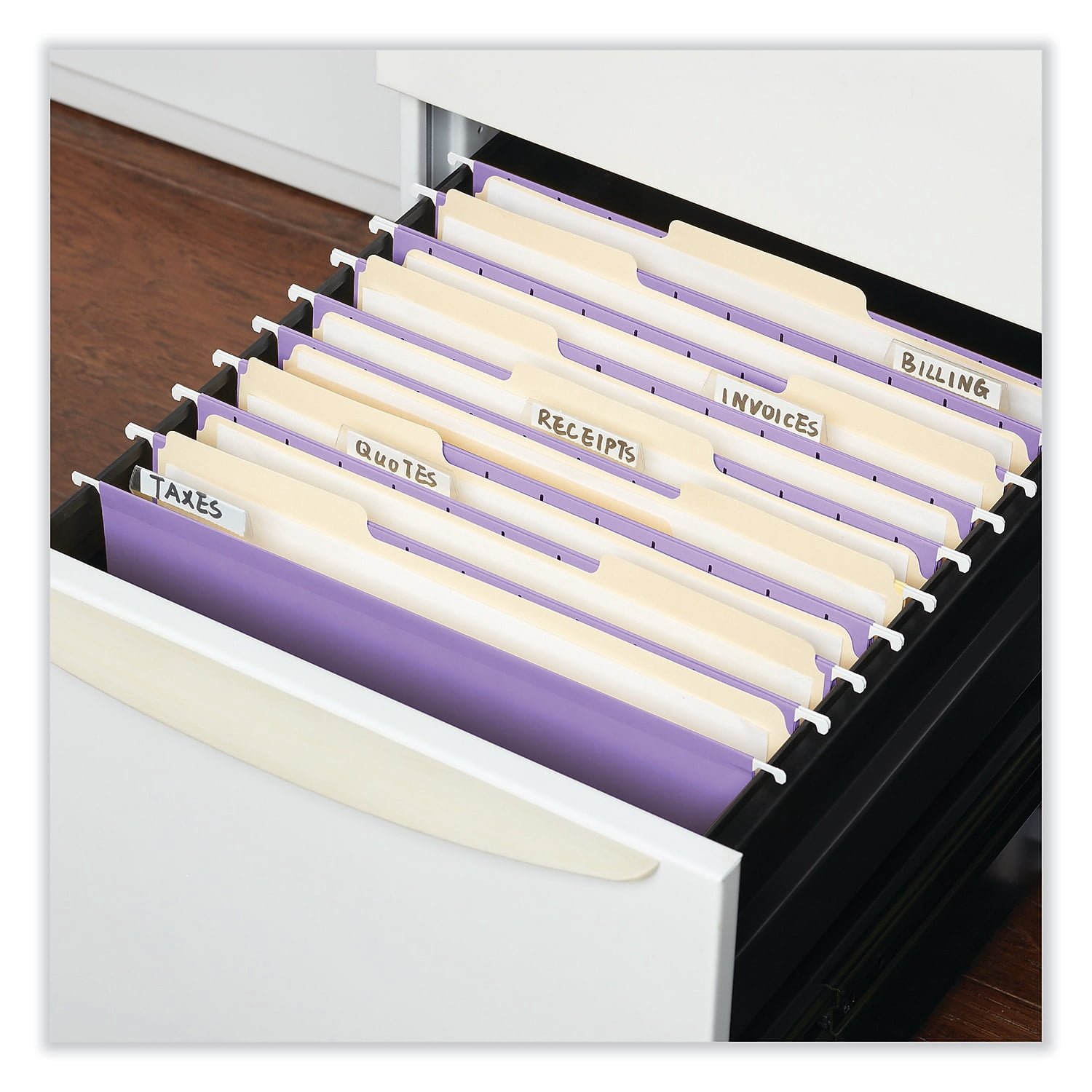 Universal UNV14120EE 1/5-Cut Tab Deluxe Bright Color Hanging File Folders - Letter Size, Violet (25/Box)