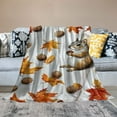 thumbnail image 2 of Autua  Cute Squirrel Sherpa Blanket ,Cartoon Animal Kids Throw Blanket Woodland Wildlife Fleece Blanket for Boys Girls Bed,Autumn Maple Leaf Flannel Blanket 50x60in, 2 of 6