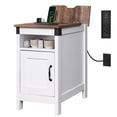 thumbnail image 7 of GALAXHERO End Table with Charging Station Narrow Side Table with Storage Night Stand with USB Ports and Outlets Small Wooden Cabinet for Living Room and Bedroom White, 7 of 7