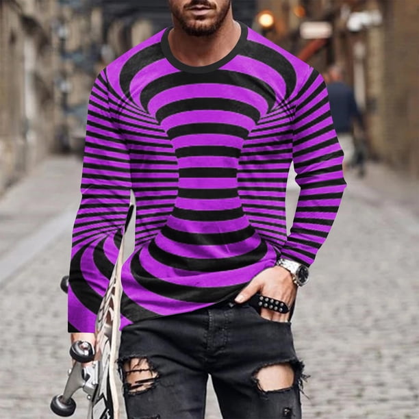 Blusas y camisas de manga larga con cuello redondo para hombre, blusa informal de manga larga con cuello redondo y estampado.