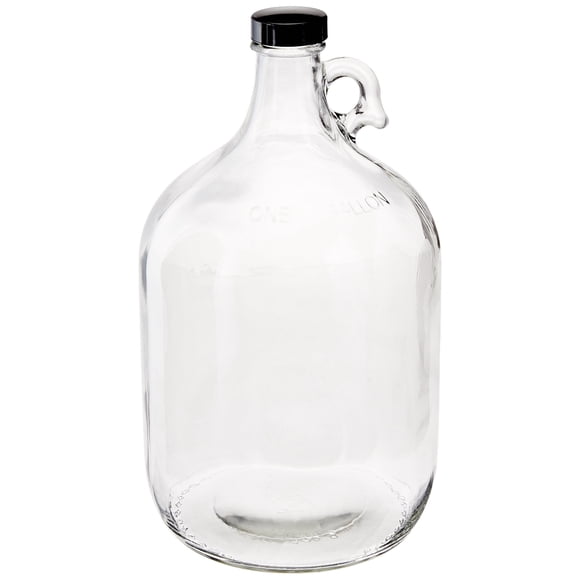 FastRack Glass Water Bottle Includes 38 mm Polyseal Cap, 1 gallon Capacity, Clear
