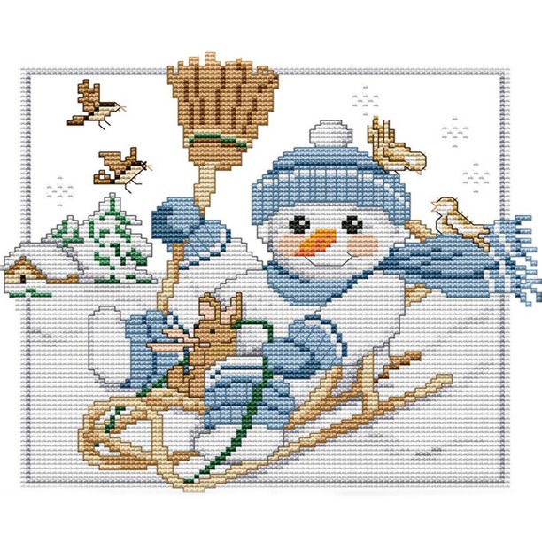 Bordado de hilo punto de cruz parcial 14CT algodón DIY muñeco de nieve Kits contados Hugtrwg Para estrenar