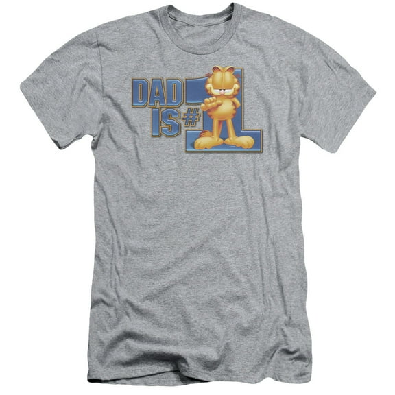 Garfield Dad Is Number One S/S Adult 30/1 T-Shirt Athletic Heather