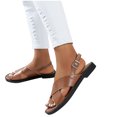 thumbnail image 4 of AXXD Brown Sandals for Women Clearance Under $10 Summer Ladies Shoes Flat Heel Open Toe Sandals Casual Sandals, 4 of 4