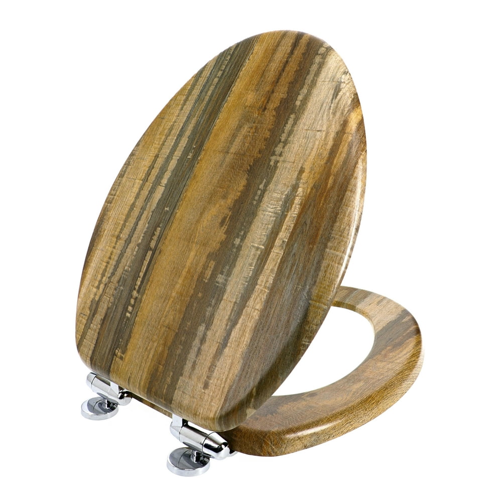 Home+Solutions Elongated Distressed Wood Decorative Toilet Seat