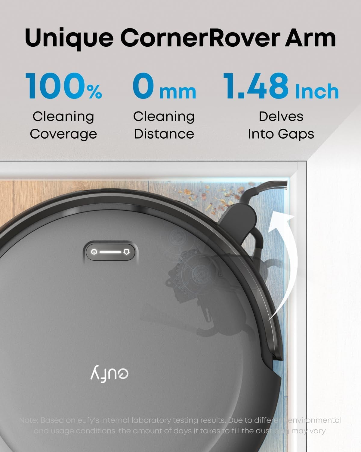 eufy Robot Vacuum C10 with Self Emptying, 8 Weeks Hands Free, Advanced Smart Mapping with LiDAR Navigation, 2.85-Inch Slim Design, Powerful Suction, Edge Expansion Brush for Pet Hair +6 Pack Dust Bag