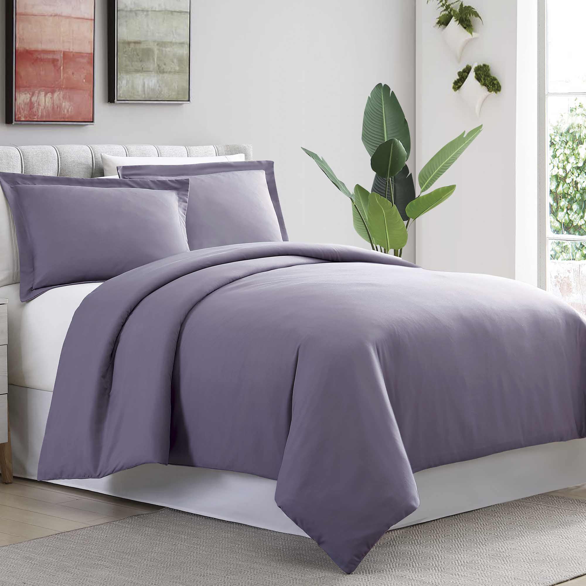 Modern Threads 2 Piece Solid Duvet Cover Set Purple Twin/Twin XL
