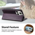 thumbnail image 6 of Wallet Case for iPhone 13 Pro Max, PU Leather Flip Cover with Elastic Wristband, Kickstand Shockproof Card & Cash Slots, Magnetic Closure Drop Protective Rugged Phone Cover, Purple, 6 of 15