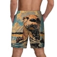 thumbnail image 2 of Lsque Mens Swim Trunks Playful Otter Tropical Beach Pattern - Bathing Suit Compression Liner - Beach Swim Shorts Swimwear - (S-3XL) - Stretch Quick Dry -Small, 2 of 9