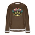 thumbnail image 2 of BRGZLK Men Mardi Gras Sweatshirt Fashion Loose Casual Round Neck Carnival Print Pullover Long Sleeve Sweatshirt Top Brown S, 2 of 5