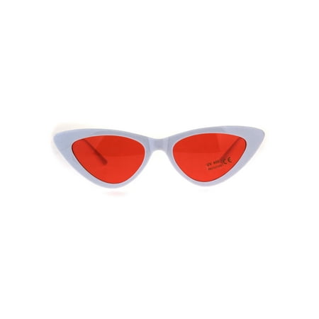Womens Mod Goth Cat Eye Thin Plastic Chic Sunglasses White Orange