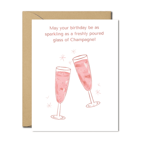 Birthday Card – Sparkling Champagne Design – Blank Inside with Envelope – Perfect for Celebrating Friends and Loved Ones