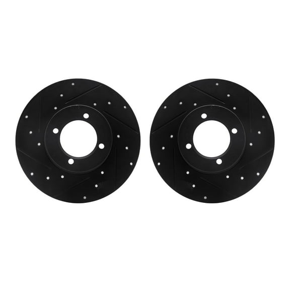 Dynamic Friction Company Front Brake Rotors-Drilled and Slotted-Black 8002-67018