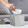 thumbnail image 4 of Kdxio Silver Mosaic Print Tissue Box Cover,Square Decorative PU Leather Facial Paper Case Organizer Holder Dispenser for Bathroom,Night Stands,Desk,Car 5.2''X5.2''X5.2'', 4 of 6