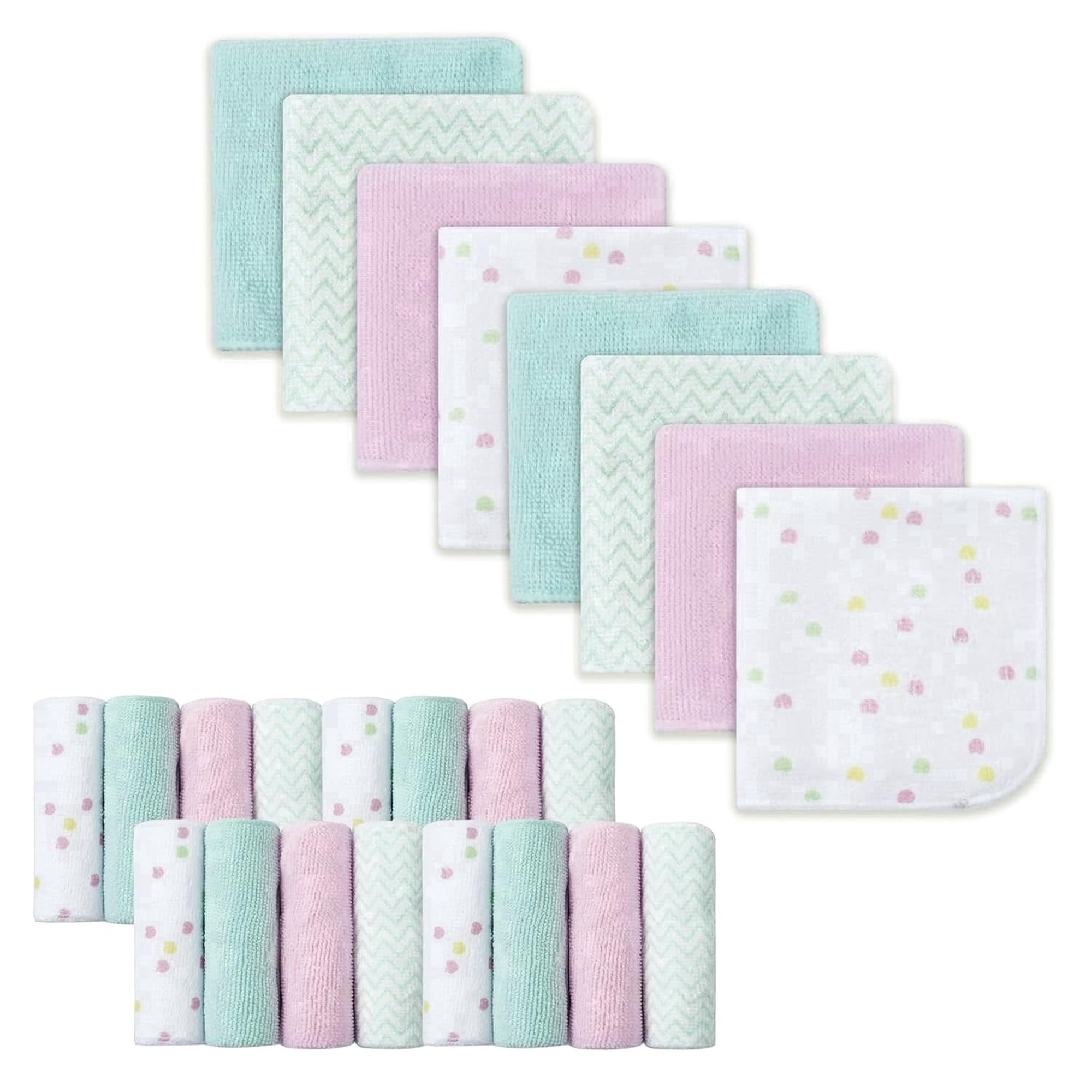 Viviland Animal Print Unicorn Washcloths 24 Count, Baby Towels and Washcloths Face Towel Unisex for Boys Girls Body
