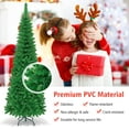 thumbnail image 5 of Pre-lit Christmas Tree, 6.5FT Pencil Artificial Xmas Tree with 708 Branch Tips, 250 LED Lights, Folding Metal Stand, Green, 5 of 7