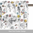 thumbnail image 6 of Cartoon Astronauts Valance Curtain Cute Rockets Watercolor Planet Graffiti Star Window Valances Rod Pocket Short Curtains Window Treatments for Kitchen Bedroom Bathroom Laundry 60" x 14", 6 of 9