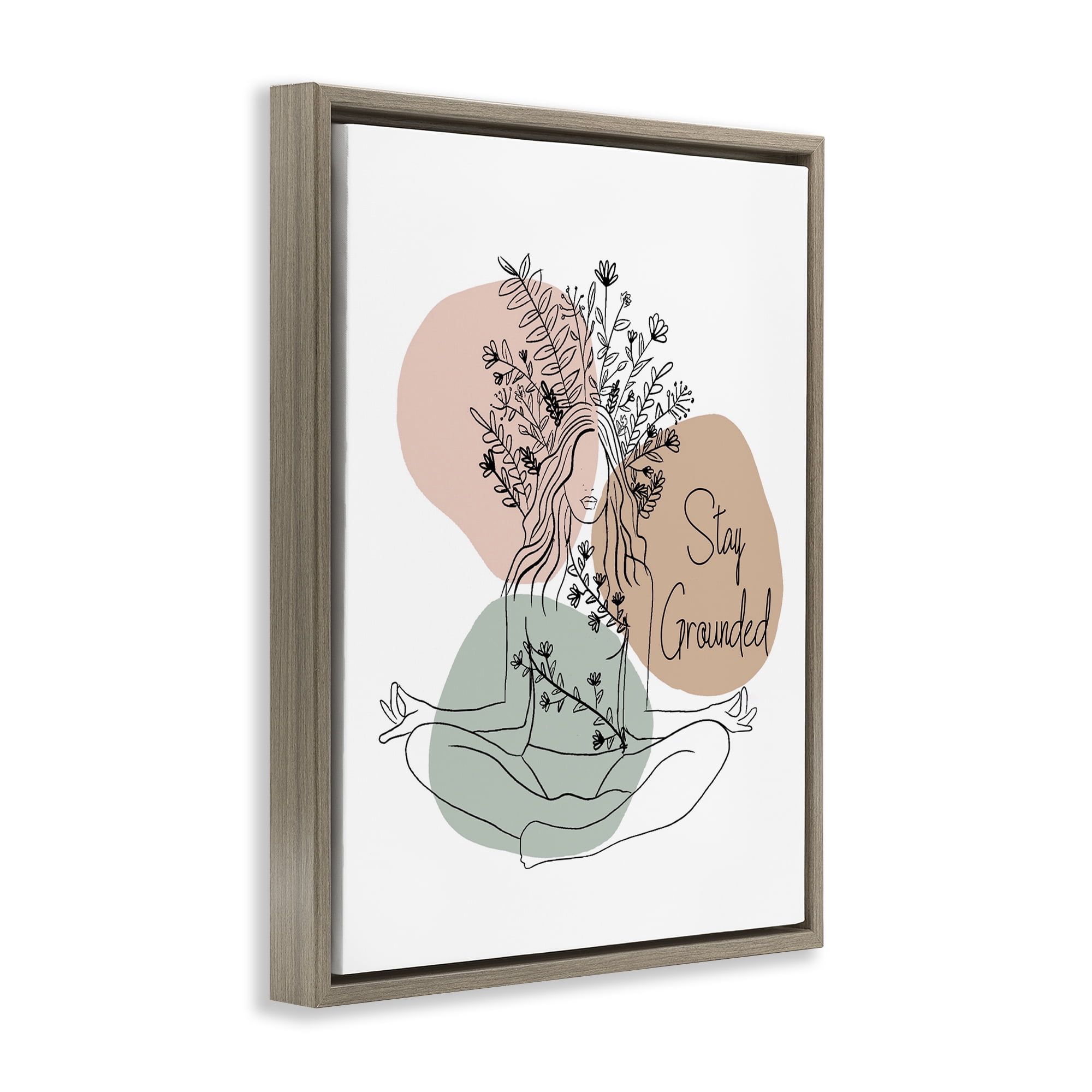 Stupell Industries Stay Grounded Portrait Typography Painting Brown Floater Framed Art Print Wall Art, 17 x 21
