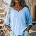 thumbnail image 2 of Women's Long Sleeve Cotton Linen Shirts 2026 Casual Heart V Neck Shirts Loose Vintage Boho Tops Beach Vacation Outfits, 2 of 7