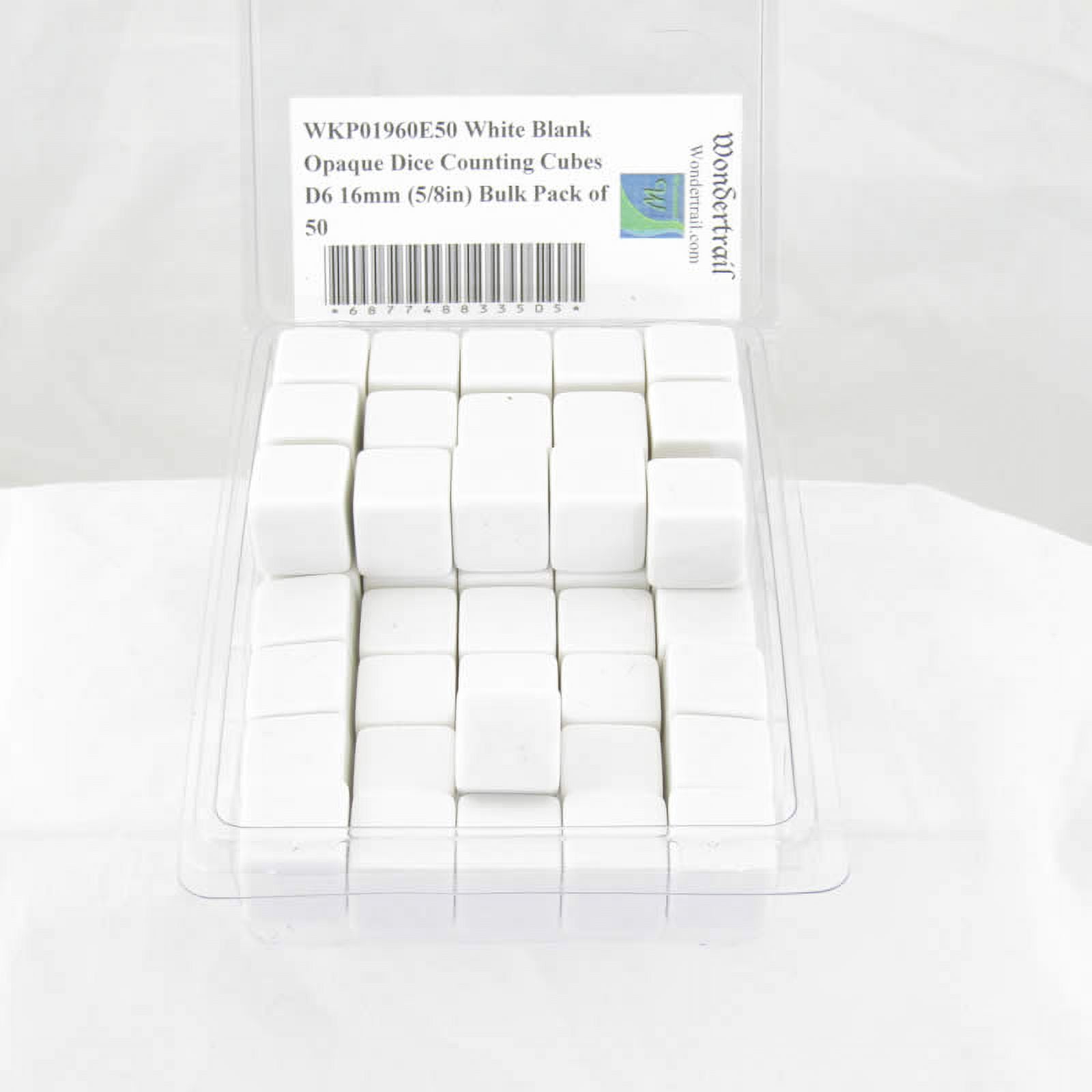 White Blank Opaque Dice Counting Cubes D6 16mm (5/8in) Bulk Pack of 50 Wondertrail