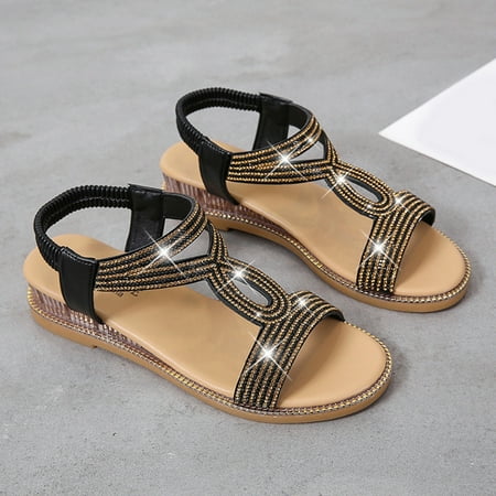 

CAICJ98 Walking Shoes Women Women s Sandals Casual Summer Water Sandals with Arch Support Yoga Mat Insole Outdoor Wadable Sandals Black