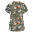 thumbnail image 4 of Easter Medical Scrubs Women Bunny Eggs Printed Stretch Fashion Nurse Working Uniform, Cozy V Neck Short Sleeve Pocket Tunic Tops Dark Green L, 4 of 5