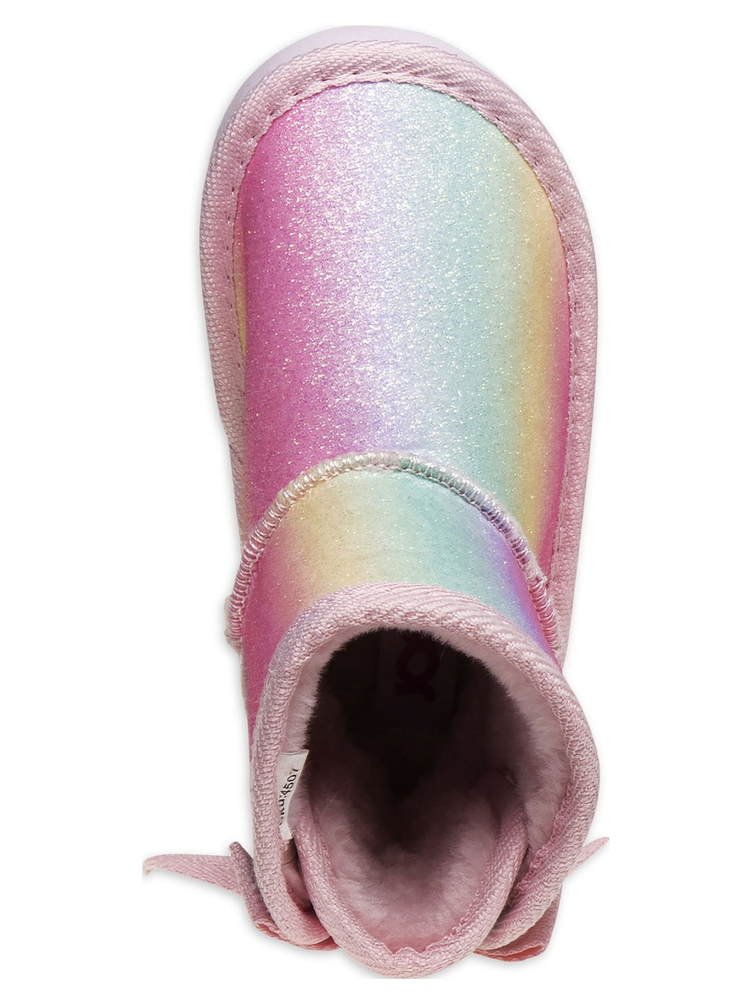 Josmo Faux Fur Tie Dye Rainbow Glitter & Bows Shearling Boots (Toddler Girls)