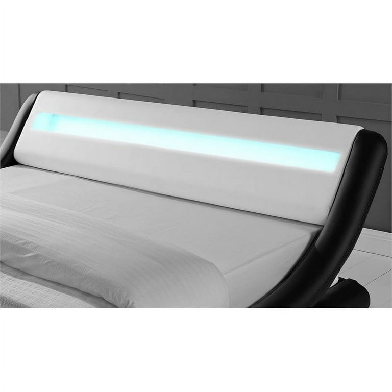 Kingway Furniture Keynsham Contemporary Modern Upholstered Platform Bed Queen Black White