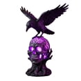 thumbnail image 3 of sruoe LED Light Up Crow Skull Statue, Resin Raven On Glowing Skull Figurine, halloween table decorations, halloween home decor, halloween indoor decorations for shelf mantel bar counter, 3 of 7