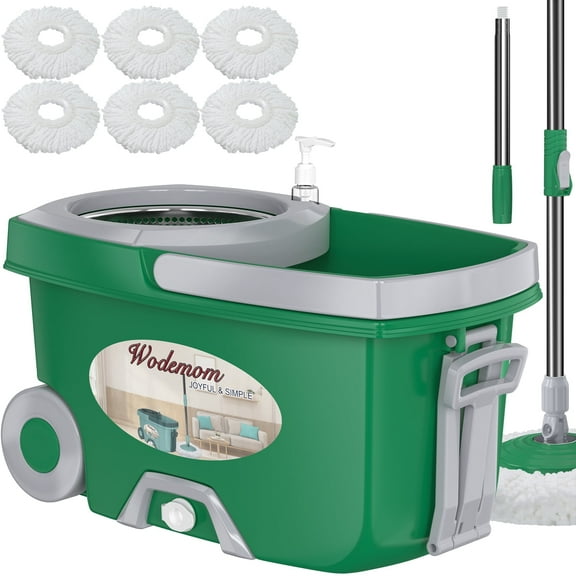 Tsmine FunClean Mop and Bucket, Spin Mop Set with Durable Build, 6 Refills