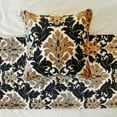 thumbnail image 2 of The HomeCentric King / Queen / Twin Brown Decorative Twin 53"x18" Bed Runner WITHOUT Pillow Cover, Damask Bed Scarf on Velvet fabric - Victoria, 2 of 4
