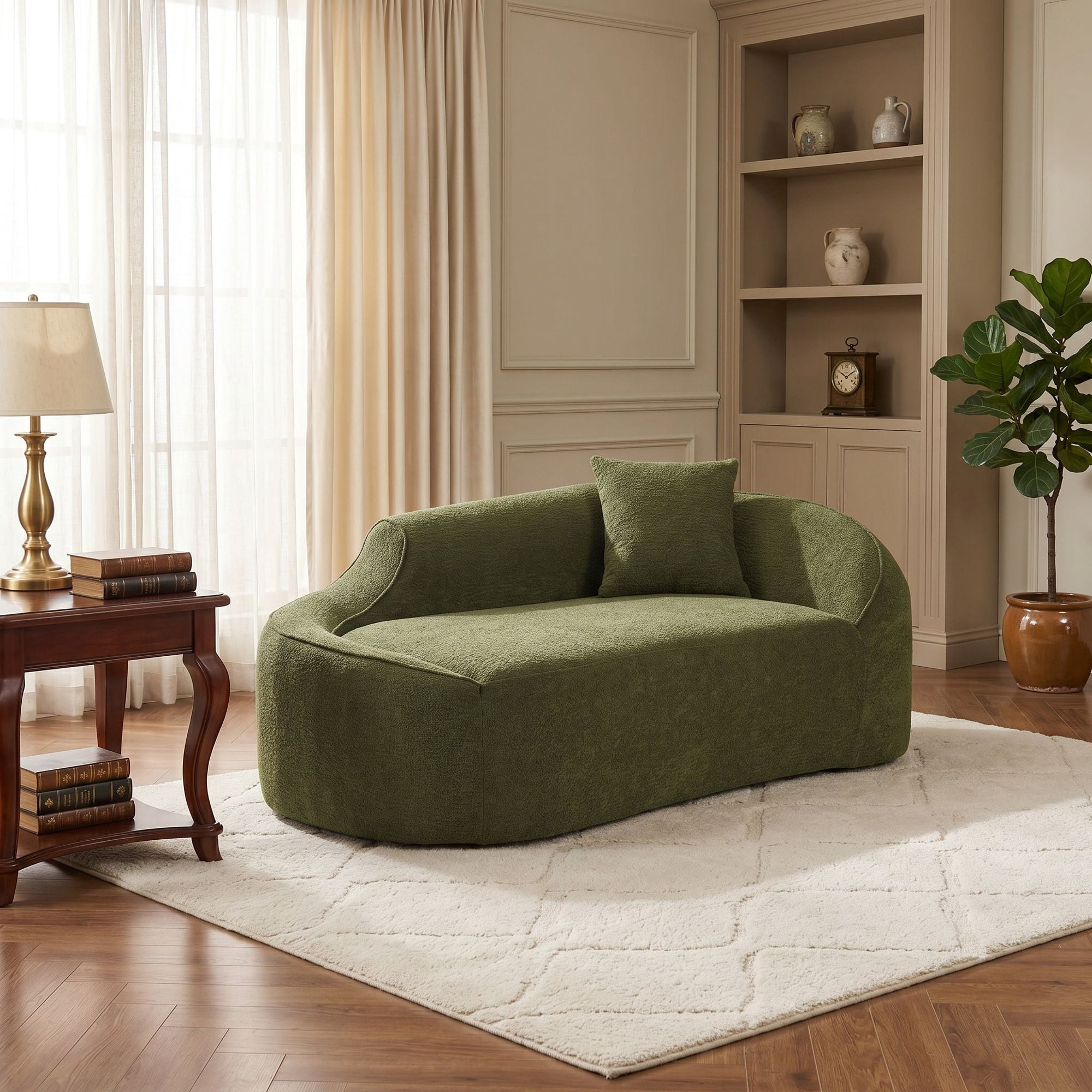 Sailvan Compression Curved Chaise Longue Loveseat Sofa Bed with 1 Pillow