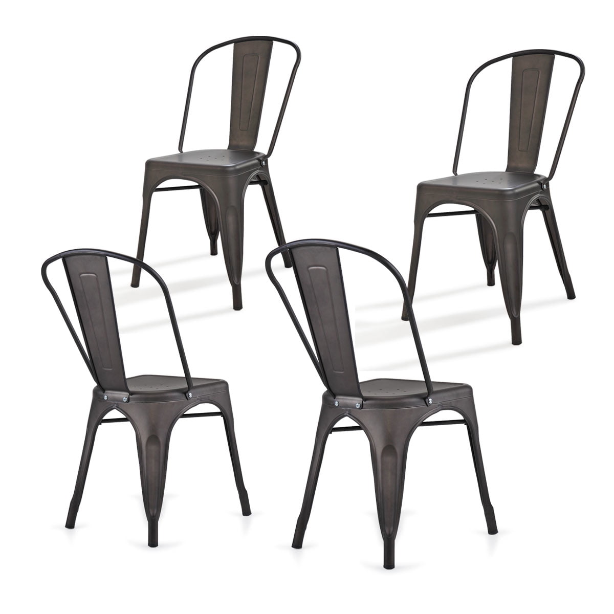 Jaxpety Set of 4 Trattoria Side Chair in Bronze Metal Industrial Dining