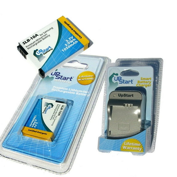 2x Pack - Samsung HMX-U10UN Battery Charger - Replacement for Samsung SLB-10A Digital Camera Battery and Charger (1050mAh, 3.7V, Lithium-Ion)