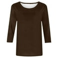 thumbnail image 3 of KBODIU 3/4 Sleeve Tunic Short Sleeve Blouses for Women Solid Mid-length Sleeves T-shirt Casual Loose Tops, Tees Blouses Fall Clothes Sweatshirts Plus Size, 3 of 5