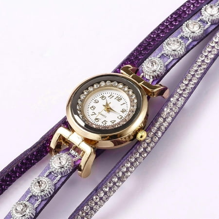Ladies Fashion Watch, Women Fashion Casual Decor Round Rhinestone Bracelet Watch for Wife Mom Girlfriend Gift