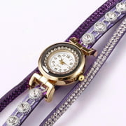 Ladies' Fashion Watch, Women Fashion Casual Decor Round Rhinestone Bracelet Watch for Wife Mom Girlfriend Gift