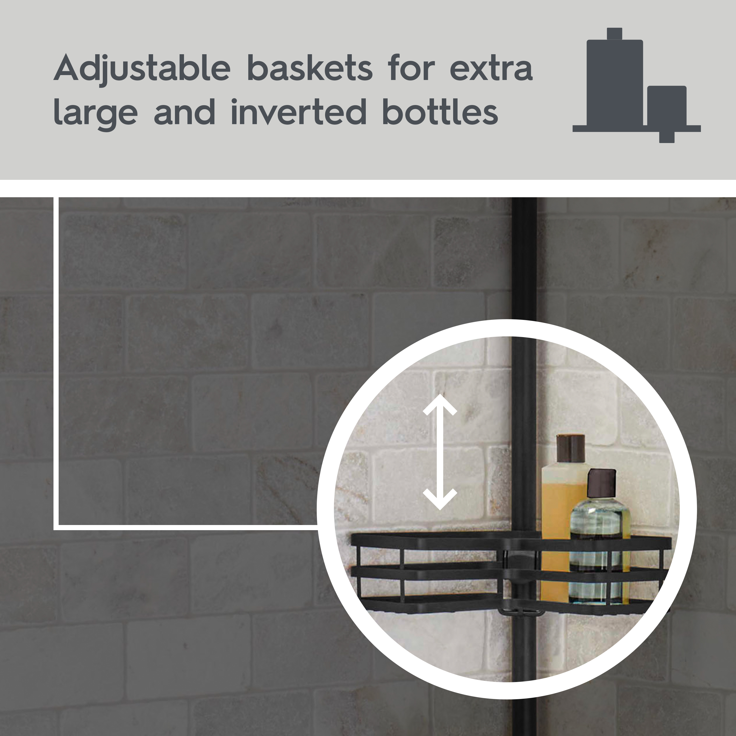 Better Homes & Gardens Tension Pole Shower Caddy, Matte Black photo 5