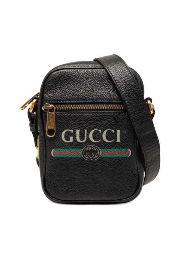 Pre-Owned Gucci Logo Sherry Line Crossbody Shoulder Bag 574803 Black Leather Women's GUCCI