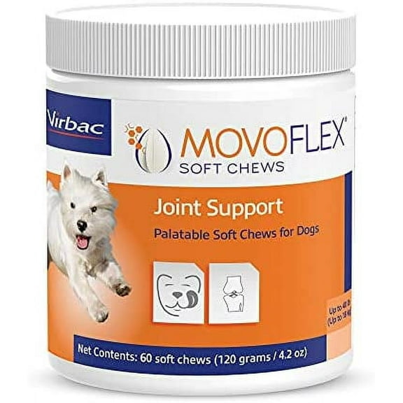MOVOFLEX Dog Hip & Joint Support for Dogs | Veterinarian Formulated Dog Joint Supplement | One Chew A Day, Give as Dog Treat or in Dog Food - Gluten Free 1 Pack (60 count) Small