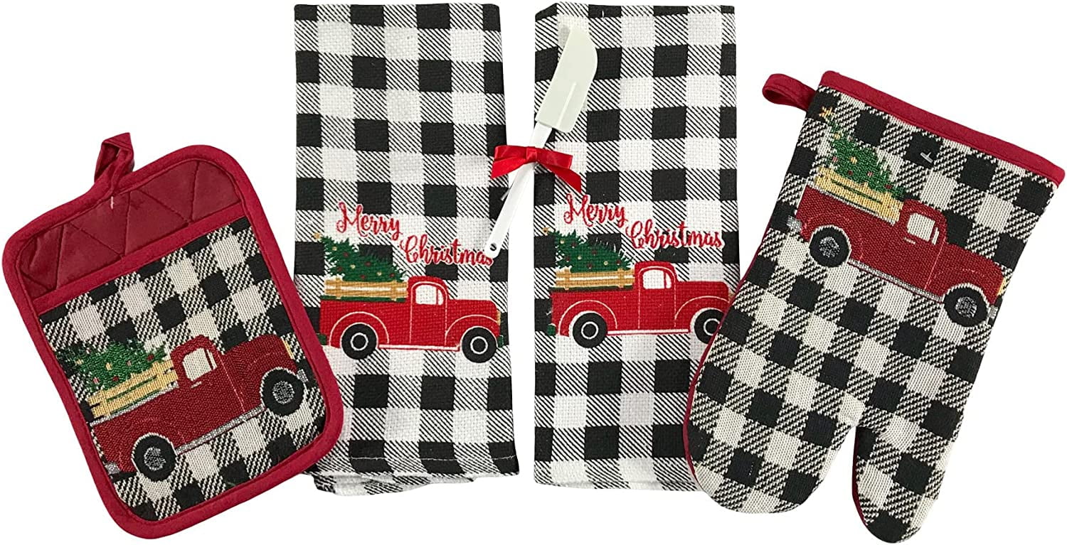 Serafina Home Merry Christmas Kitchen Towel Pot Holder Set Farmhouse