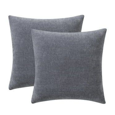 Mainstays Solid Chenille Decorative Throw Pillow Set, Grey, 18" x 18", 2 Pieces