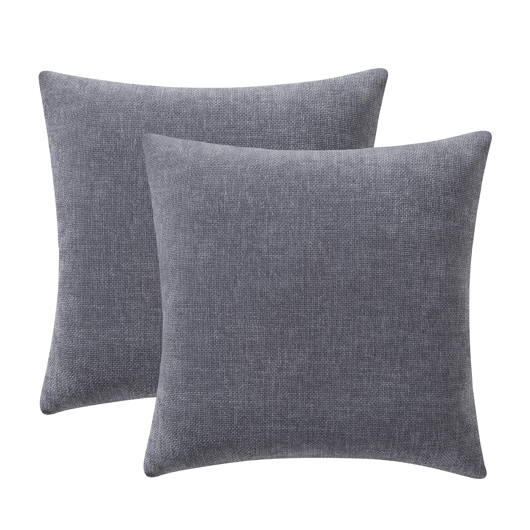 Mainstays Solid Chenille Throw Pillow Set, Grey, 18x18, 2-Pack