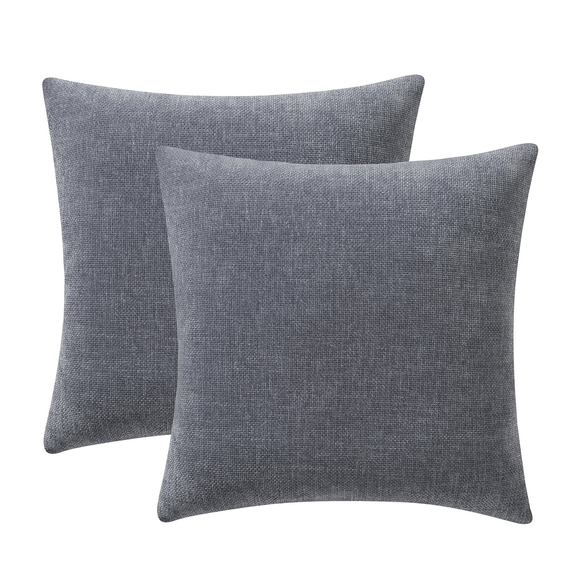 Mainstays Solid Chenille Decorative Throw Pillow Set, Grey, 18 in x 18 in, 2 Pieces