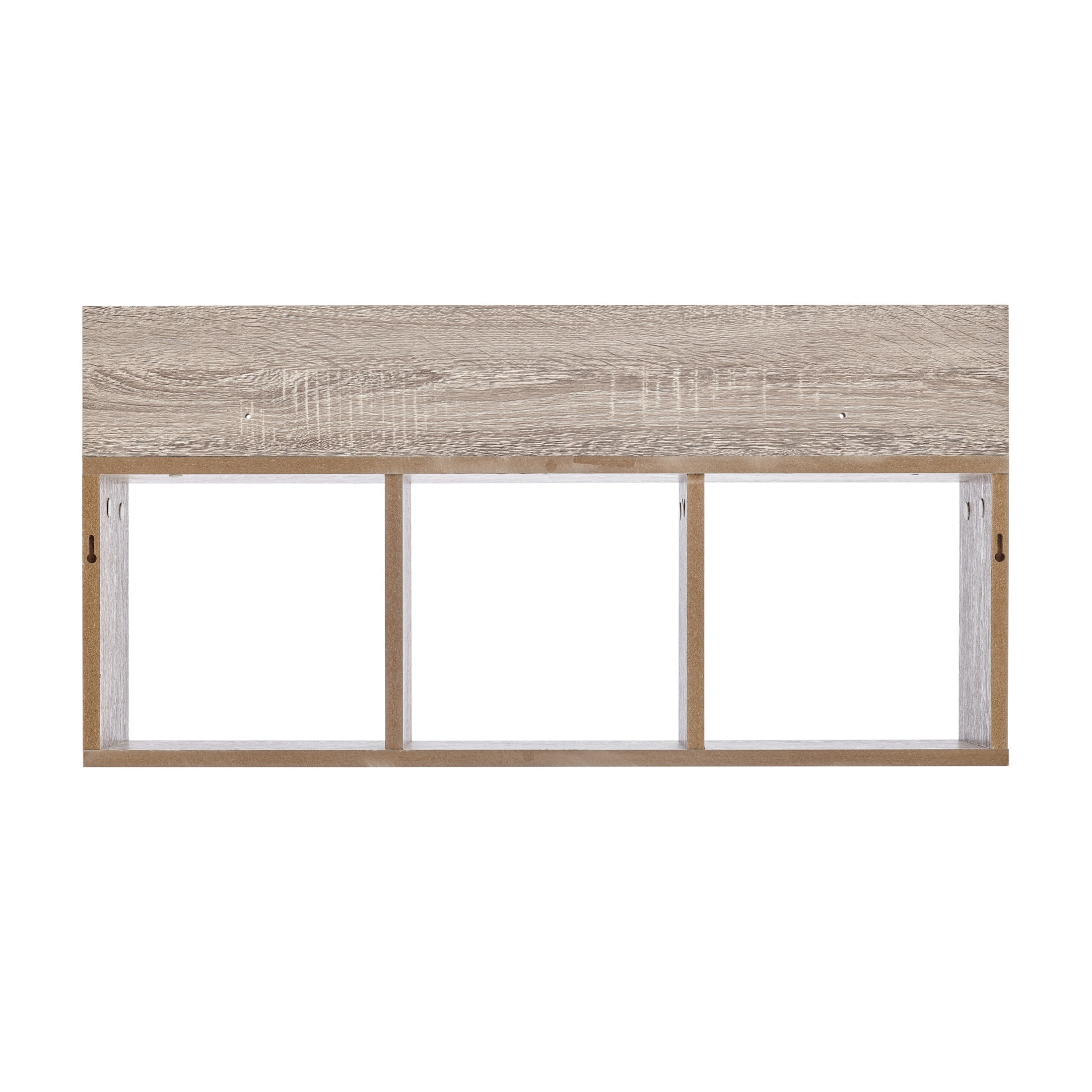 Danya B. Modern 3 Cube Floating Wall Shelf with Display Ledge - Easy to Hang Wall Mounted Triple Cubby Shelf - Oak