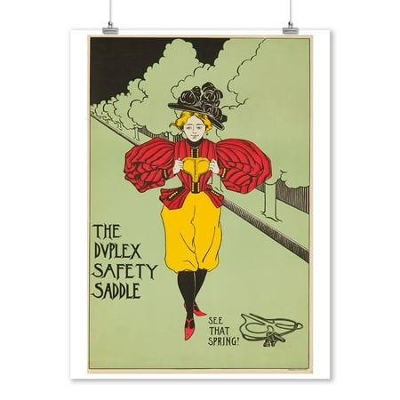 Vintage Saddle - Duplex Safety Saddle Vintage Poster USA c. 1896 (9x12 Art Print, Wall Decor Travel Poster)