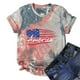 thumbnail image 3 of Blusa Informal Elegante Para Mujer, Camisetas Divertidas Y Lindas de Manga Corta Con Estampado de Bandera Del Día de La Independencia, Camiseta Teñida Anudada Odeerbi  ODB165541, 3 of 7