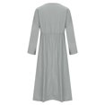 thumbnail image 5 of Kaemgyyd Women's Cotton Linen Dress 3/4 Sleeve V Neck Casual Pleated Dress Loose Beach Dress with Pockets Fall, 5 of 5