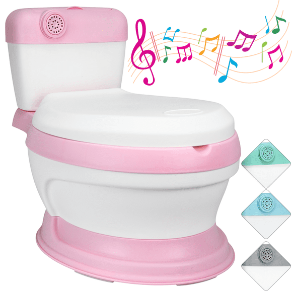Baño Entrenador para Niños con Sonido Antideslizante Asiento Acolchado Diseño Realista - Rosa
